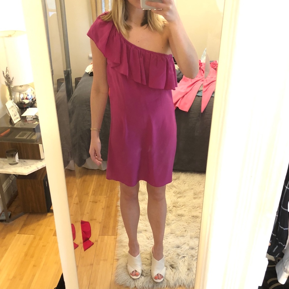 Jenny Hen silk one shoulder dress. Small